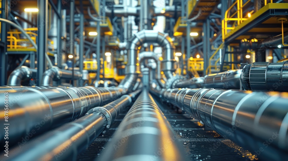 3D render of an industrial complex with intricate piping 3D render of an industrial complex with intricate piping