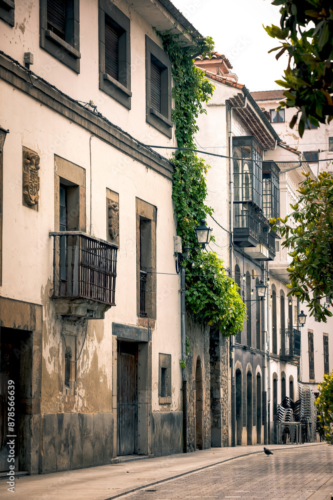 Typical and old street in Pravia village. Asturias, Spain Typical and old street in Pravia village. Asturias, Spain