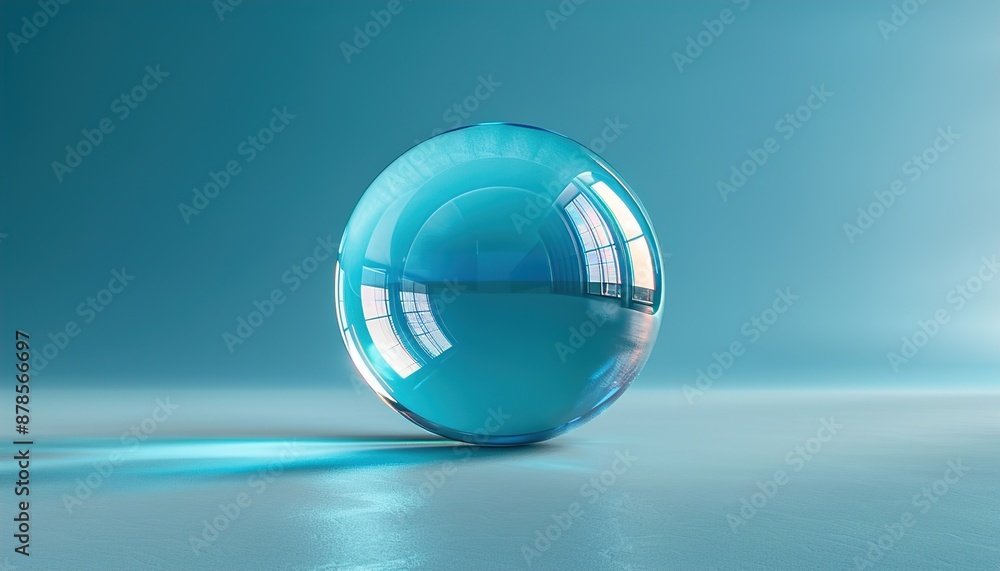 glass sphere on blue glass sphere on blue