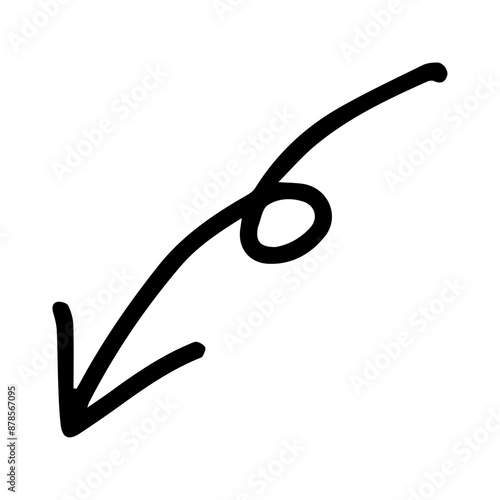 手書き　矢印　シンプル　くるくる　単体　左下