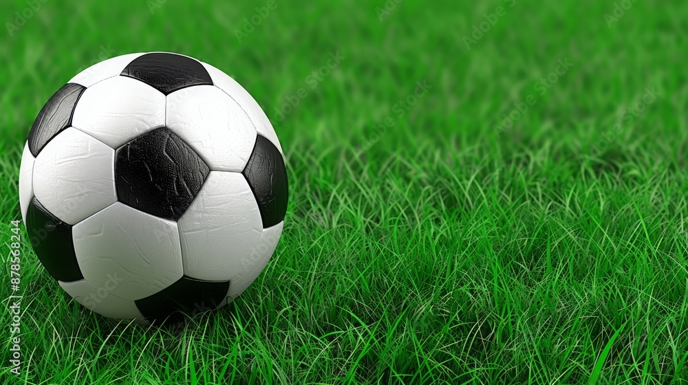 Soccer Ball Close-Up: Green Grass Field Background - Concept of Sports Soccer Ball Close-Up: Green Grass Field Background - Concept of Sports