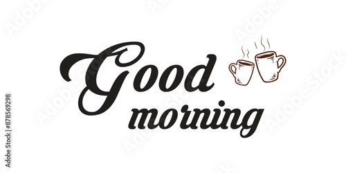 "Good Morning" calligraphy lettering on light background. "Good Morning" vector illustration. EPS 10