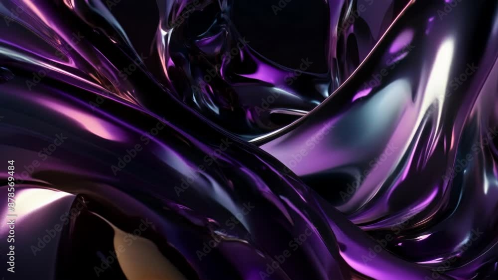 Abstract image featuring glossy, intertwined purple and black shapes with a reflective surface, creating a fluid and dynamic visual effect. Abstract image featuring glossy, intertwined purple and black shapes with a reflective surface, creating a fluid and dynamic visual effect.