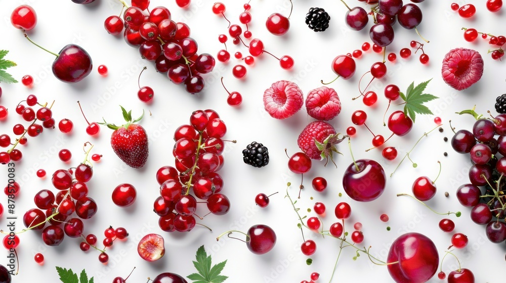 red fruits on white background, AI generated red fruits on white background, AI generated