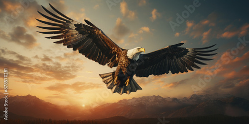 Wallpaper Mural North American Bald Eagle flies in the sky. Torontodigital.ca