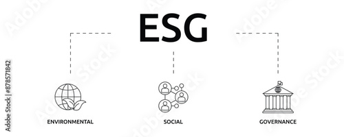 ESG banner with icon and keywords