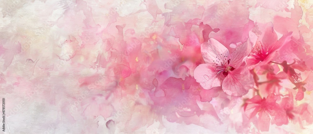 Abstract watercolor art background with pink flowers in style of watercolor paints design Abstract watercolor art background with pink flowers in style of watercolor paints design