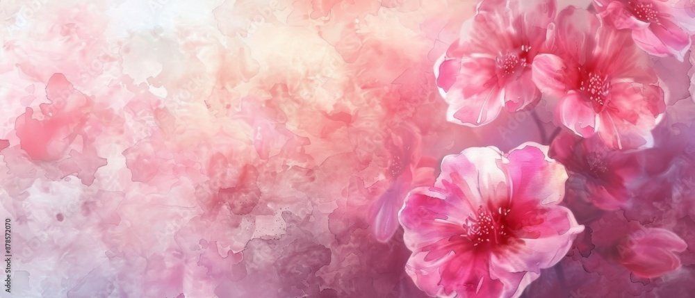 Fototapeta premium Abstract watercolor art background with pink flowers in style of watercolor paints design