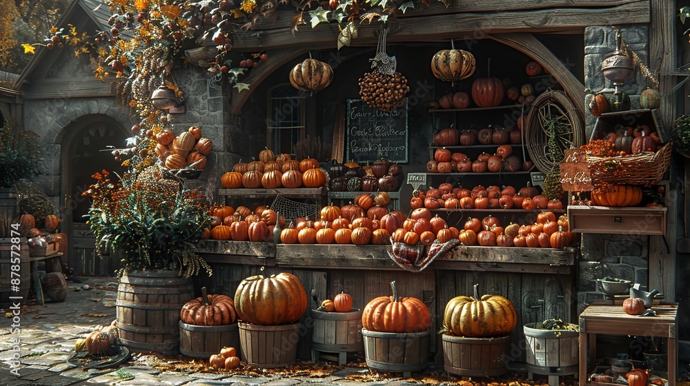 Autumn Harvest: A Rustic Country Store Displayed with Pumpkins Autumn Harvest: A Rustic Country Store Displayed with Pumpkins