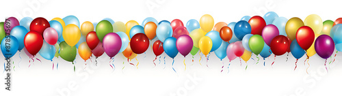 Colorful balloons with red and yellow as main colors, celebrating a birthday party with joy and happiness. 