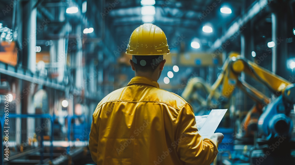 engineer is designing the workings of a mechanical arm in an industrial engineer is designing the workings of a mechanical arm in an industrial