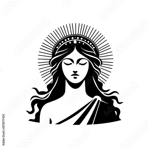 Goddess Hera illustration. Goddess Juno illustration. Simple Hera black and white illustration. Roman goddess Juno. Greek Goddess Hera. Greek mythology. Roman mythology