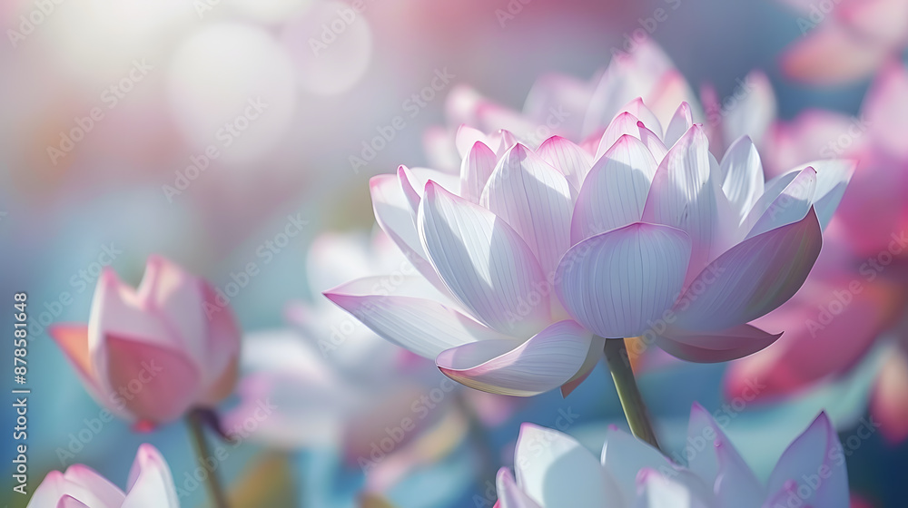 Close up of Pink lotus flower on a blurred garden background, blooming in spring, beauty and nature, Selective focus and copy space. Close up of Pink lotus flower on a blurred garden background, blooming in spring, beauty and nature, Selective focus and copy space.