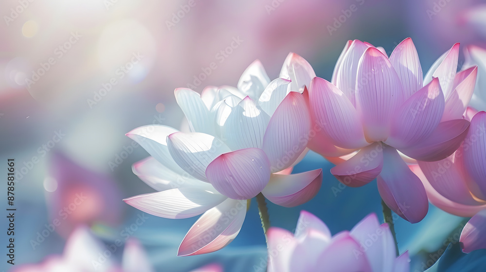 Close up of Pink lotus flower on a blurred garden background, blooming in spring, beauty and nature, Selective focus and copy space. Close up of Pink lotus flower on a blurred garden background, blooming in spring, beauty and nature, Selective focus and copy space.