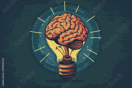 a light bulb with a brain inside it photo