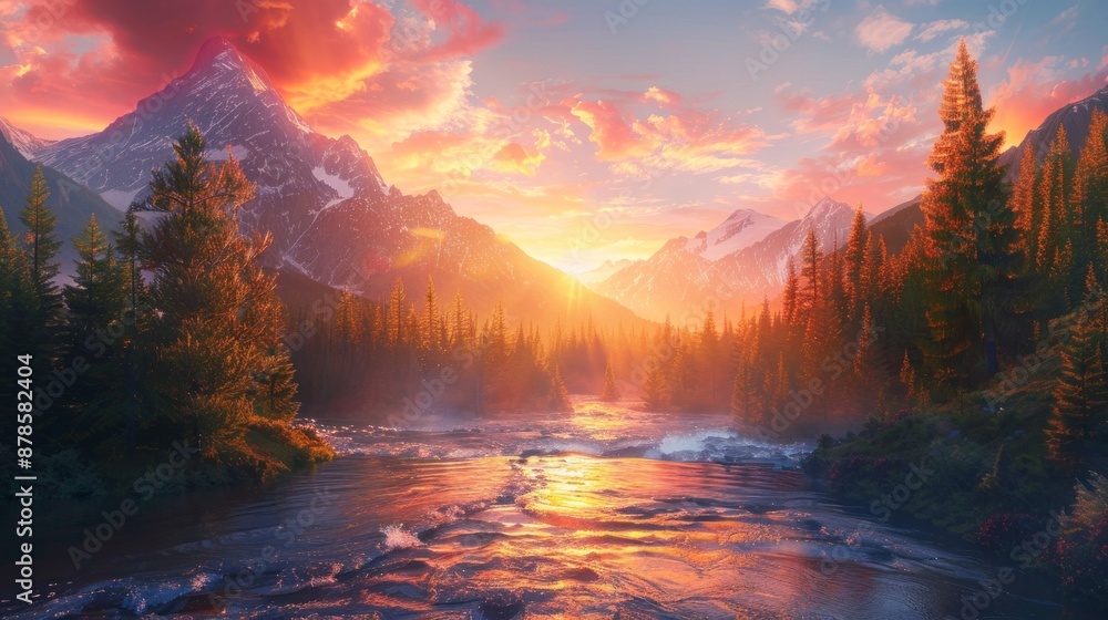 Sunrise Over a Majestic Mountain Range Sunrise Over a Majestic Mountain Range
