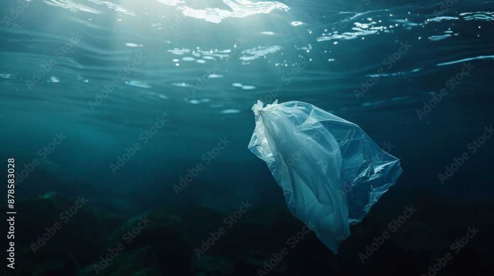 Fototapeta premium Plastic Bag Underwater Pollution