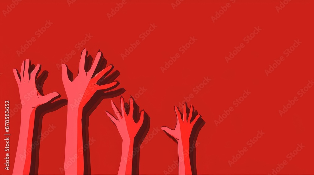 Ghoulish hands reaching out, Halloween fright, flat design illustration. Ghoulish hands reaching out, Halloween fright, flat design illustration.