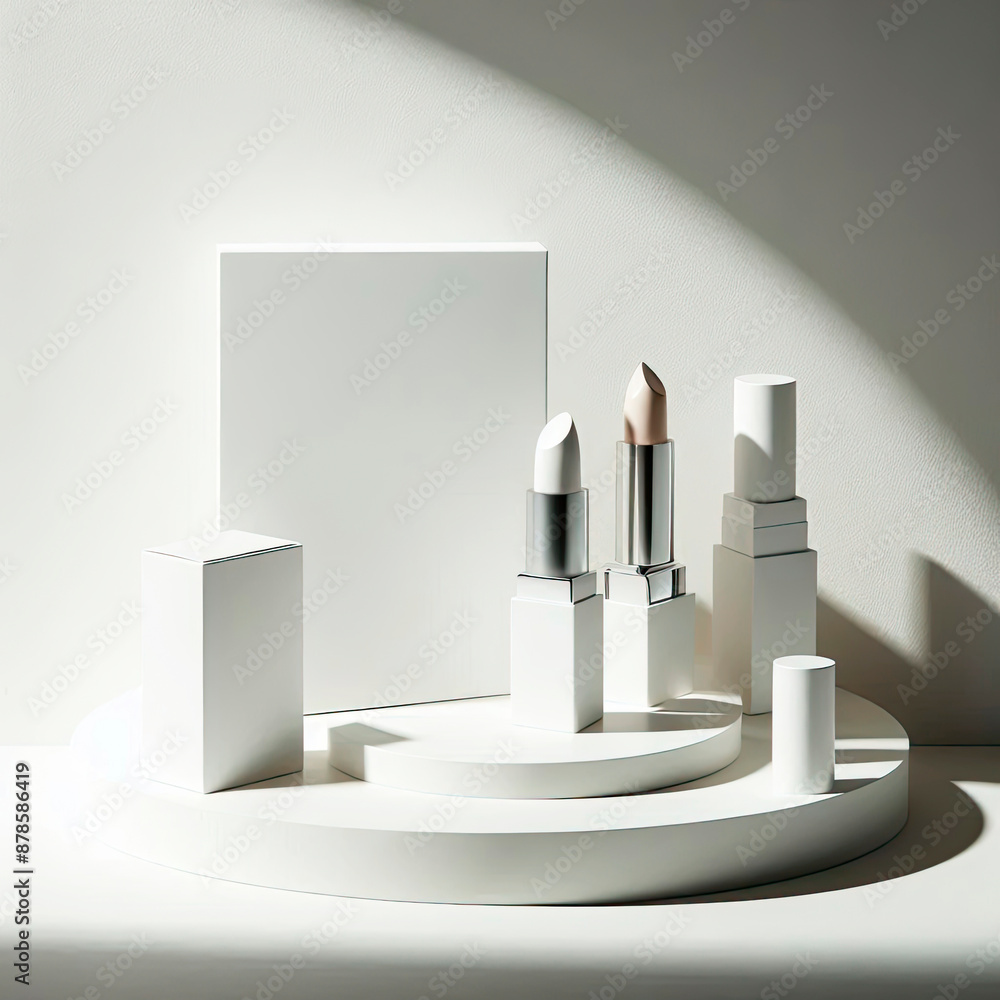 Cosmetic lipstick mockups on white background. Corporate identity layout concept. Cosmetic lipstick mockups on white background. Corporate identity layout concept.