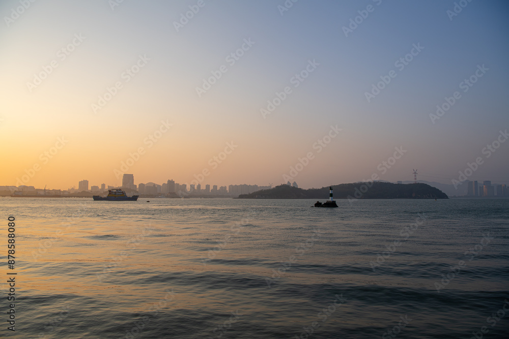 Sunset view on Xiamen around Gulangyu island, China Sunset view on Xiamen around Gulangyu island, China