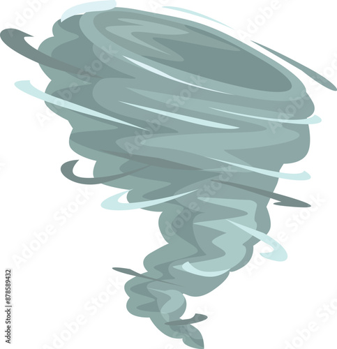 Cartoon illustration of a powerful destructive tornado rotating, a natural disaster