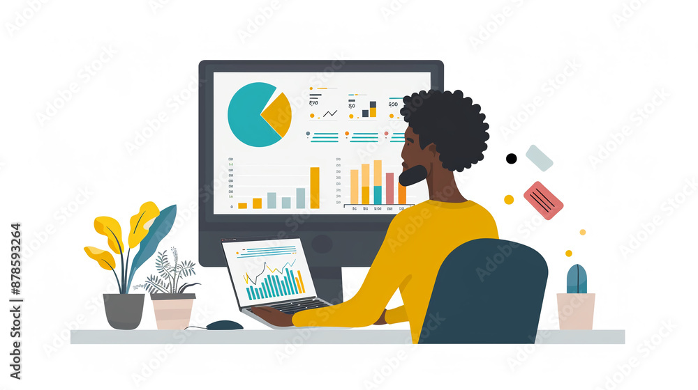 A consultant presenting data-driven insights to a client via video call. A consultant presenting data-driven insights to a client via video call.