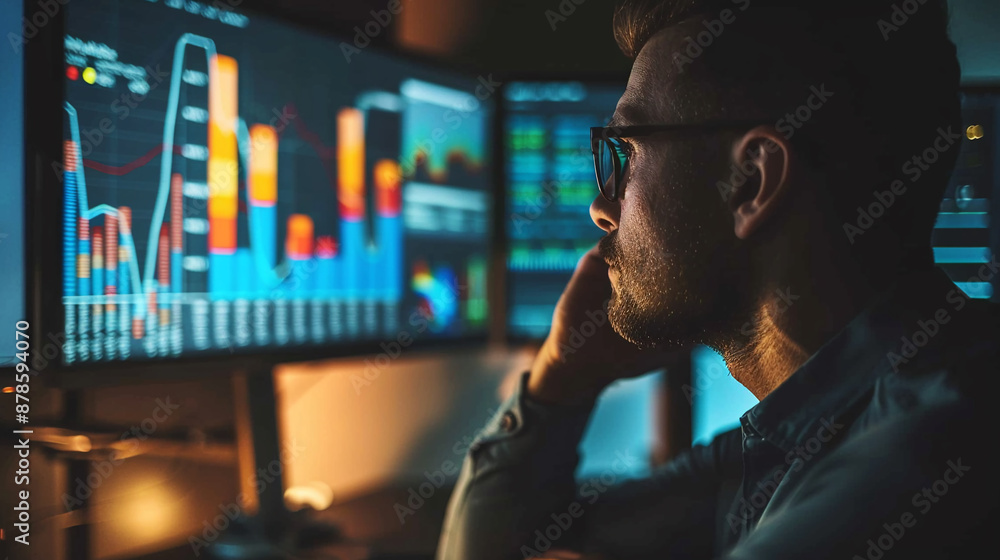 Fototapeta premium A data analyst visualizing data with a bar chart.