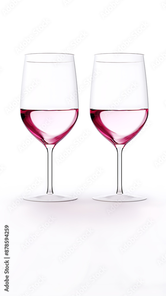 Two stemmed wine glasses filled with pink liquid. Elegant and simple design.
Two stemmed wine glasses filled with pink liquid. Elegant and simple design.