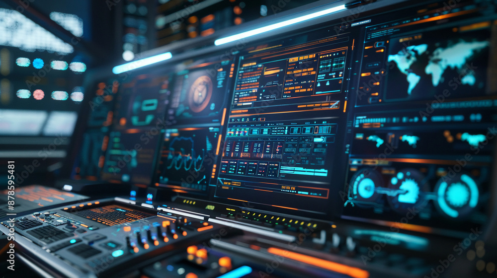 A detailed view of a computer screen with AI cybersecurity tools. technology AI A detailed view of a computer screen with AI cybersecurity tools. technology AI