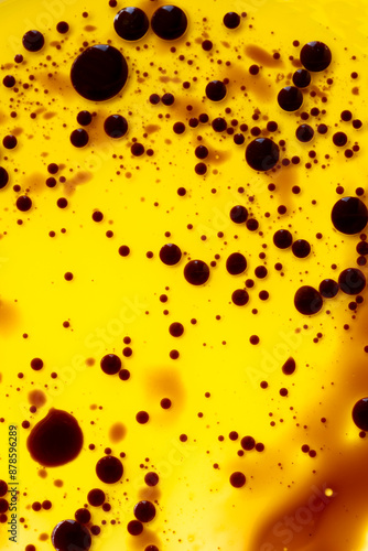 Olive oil with balsamic vinegar, texture. Basic Italian ingredients, natural eco style, close up