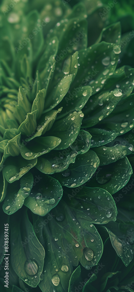 Obraz premium Close-up of Green Succulent with Water Droplets 