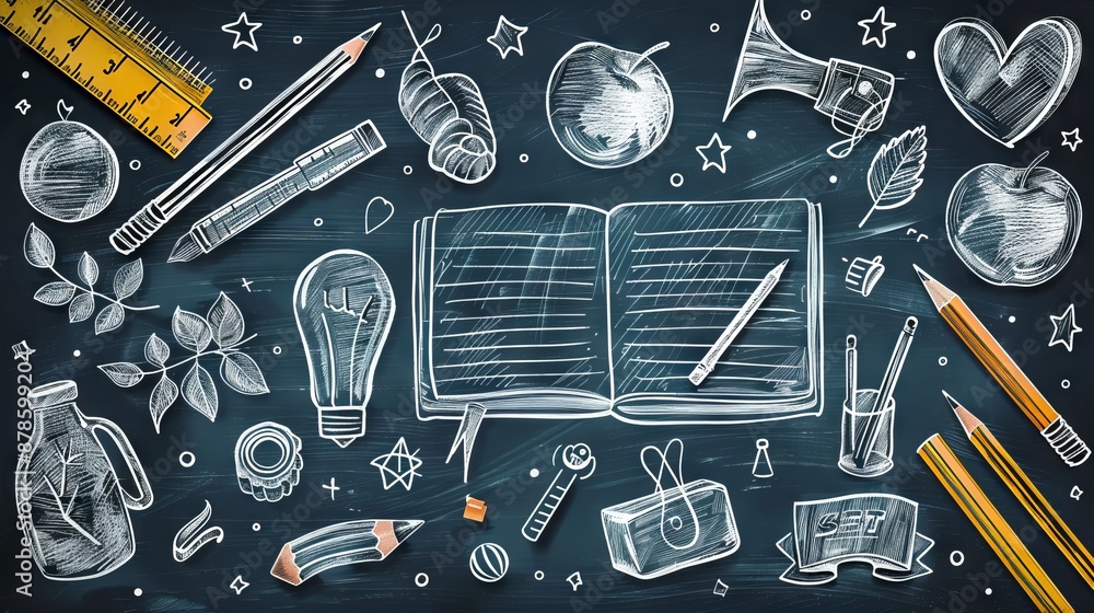 Back to school. illustration with school supplies. Back to school. illustration with school supplies.