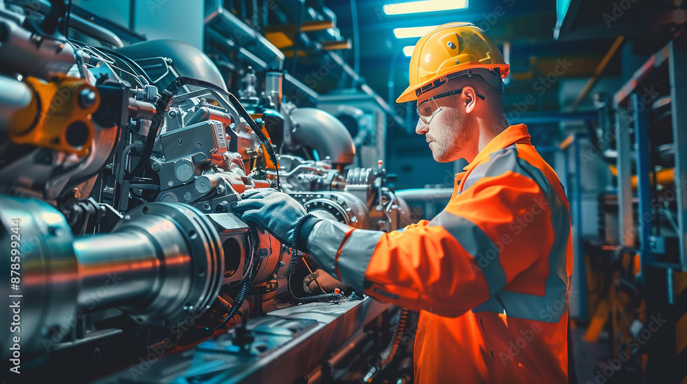 Fototapeta premium The engineer is optimizing the efficiency of the manufacturing process.