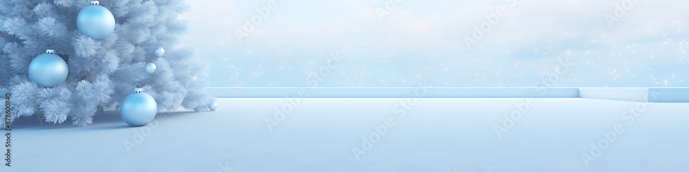 A frosted Christmas tree with blue ornaments against a snowy blue background, perfect for winter holiday designs.
A frosted Christmas tree with blue ornaments against a snowy blue background, perfect for winter holiday designs.