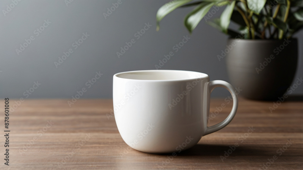 White cup mockup isolated on grey background. Blank Mug, product. Coffee cup. Mug ceramic blank. White cup mockup isolated on grey background. Blank Mug, product. Coffee cup. Mug ceramic blank.