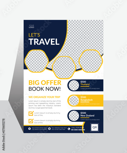 Travel Flyer Template, travel flyer design template, tour flyer, Modern Travel Flyer Template Design for travel agency, travel flyer template with abstract background