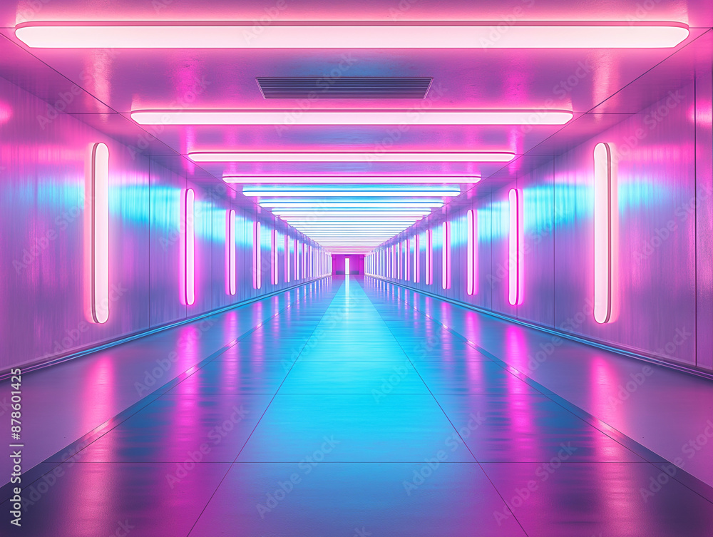 A neon-lit tunnel, a futuristic theme, a very good for any project. Generative AI A neon-lit tunnel, a futuristic theme, a very good for any project. Generative AI
