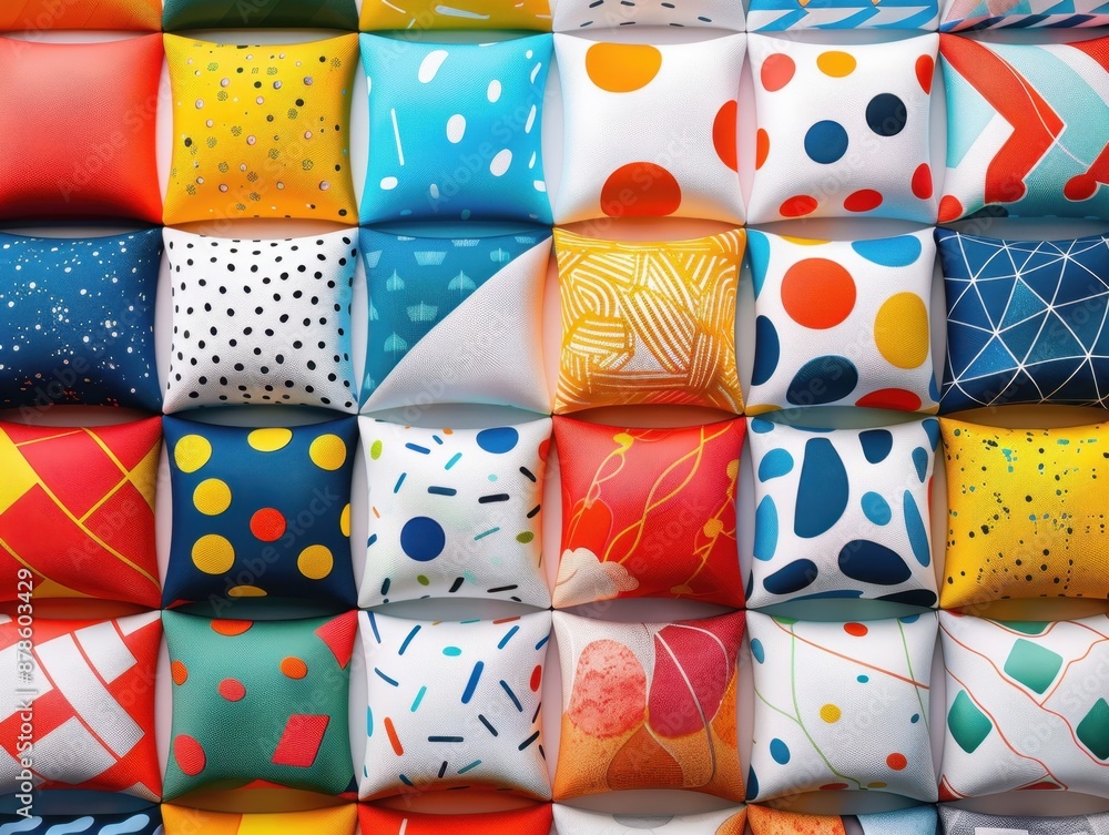 Fototapeta premium Abstract colorful patterns flat design top view space theme animation Split-complementary color scheme