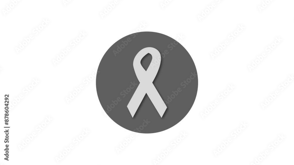 Awareness ribbon icon black color simple shape circle animation white background Awareness ribbon icon black color simple shape circle animation white background
