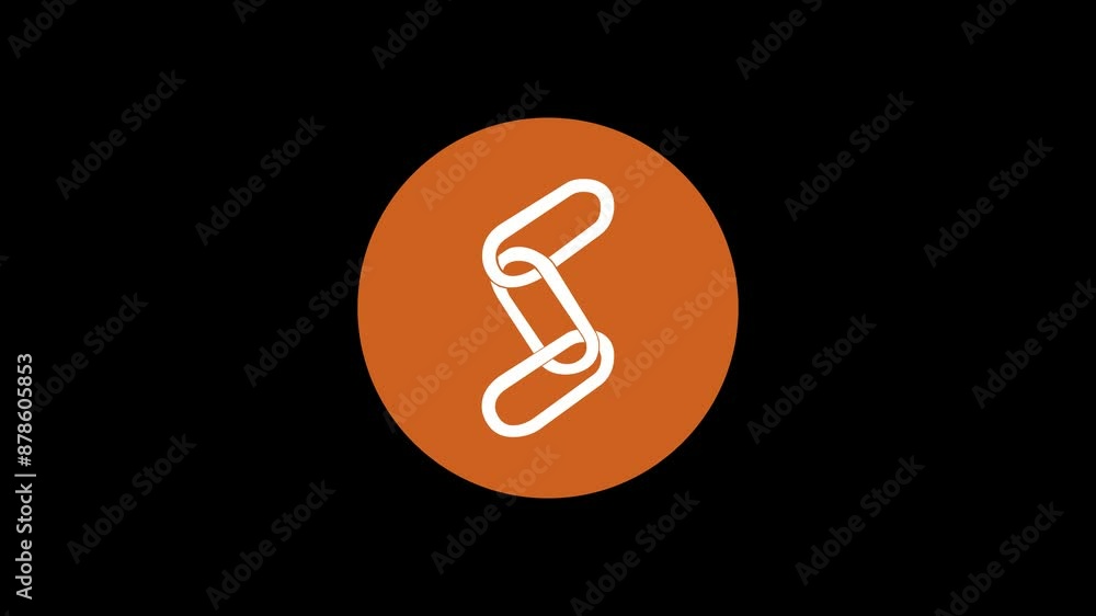 Chain icon brown color simple shape circle animation black background Chain icon brown color simple shape circle animation black background