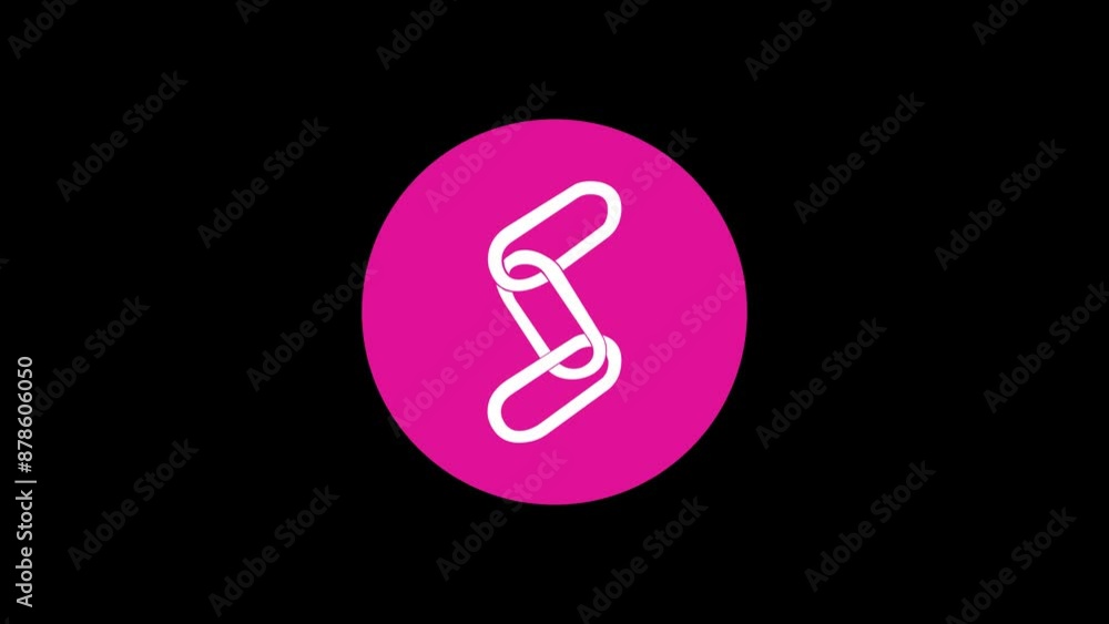 Chain icon pink color simple shape circle animation black background Chain icon pink color simple shape circle animation black background