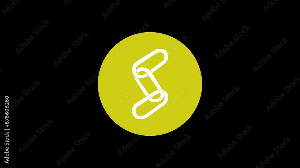 Chain icon yellow color simple shape circle animation black background Chain icon yellow color simple shape circle animation black background