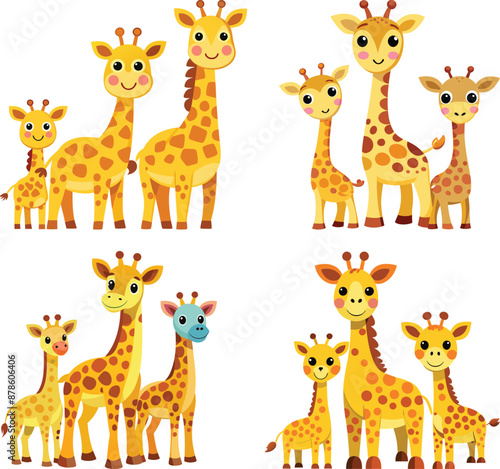 Set of Cute children's giraffe, sweet expression,  illustration. 
