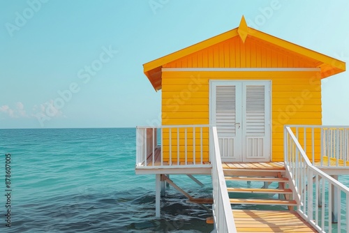 Yellow Beach House on Stilts