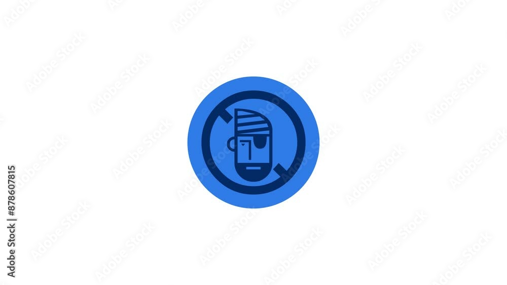 Copy protection icon blue color simple shape circle animation white background Copy protection icon blue color simple shape circle animation white background