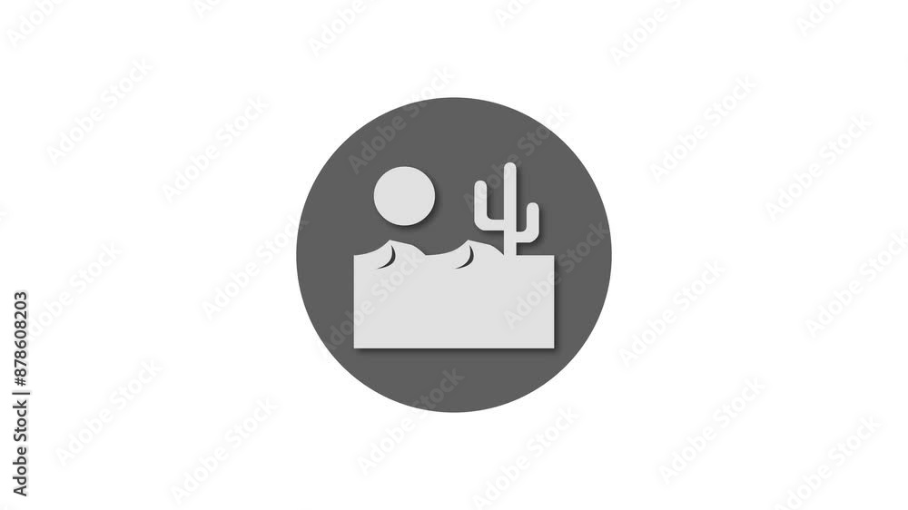 Desert icon black color simple shape circle animation white background Desert icon black color simple shape circle animation white background