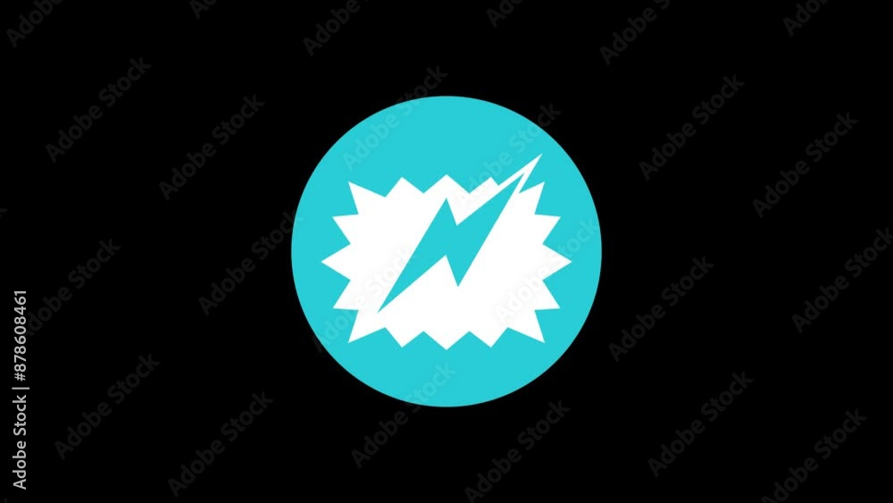 Dialogue balloon icon cyan color simple shape circle animation black background Dialogue balloon icon cyan color simple shape circle animation black background
