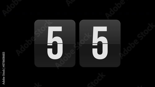 1-Minute Flip Countdown Timer Animation with Alpha Channel only on 4K