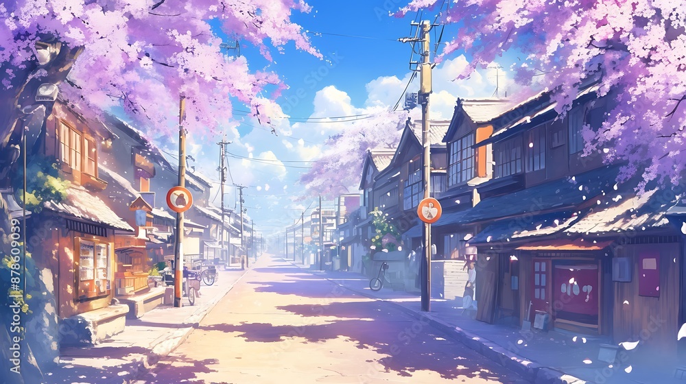 Peaceful Cherry Blossom Street in Japan Peaceful Cherry Blossom Street in Japan