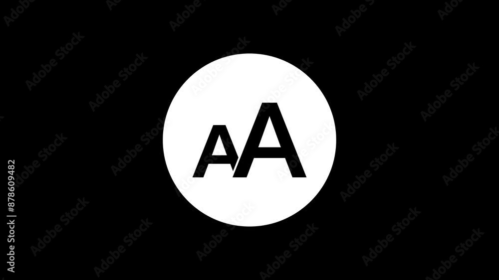 Font icon white color simple shape circle animation black background Font icon white color simple shape circle animation black background